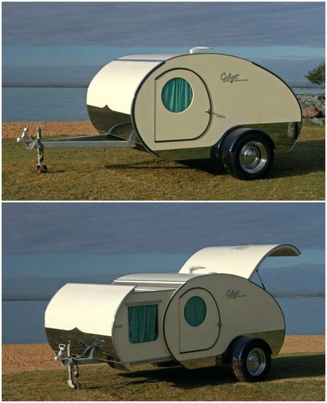 You can nearly double the size of the Gidget Retro Teardrop Camper by simply sliding it out Kombi Pick Up, Teardrop Camper Plans, Teardrop Caravan, Teardrop Camping, Retro Trailer, T3 Vw, Camping Vintage, Diy Camper Trailer, Teardrop Camper Trailer