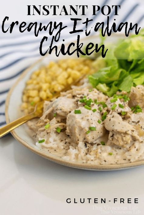 This Instant Pot creamy Italian chicken is bursting with delicious flavors that the whole family will love! This one pot meal is so simple to make and tastes great. My husband said it's his favorite meal. || This Vivacious Life #instantpot #glutenfree #chickenrecipe #easydinner #thisvivaciouslife Italian Chicken Dinner, Dinner Recipe For Family, Recipe For Family, Creamy Italian Chicken, Chicken Dinner Recipe, Top Chicken Recipes, One Pot Meal, Italian Chicken, Instant Pot Dinner Recipes