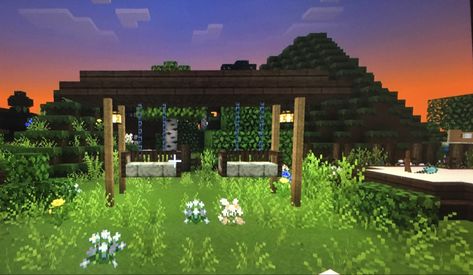 Minecraft Swingset, Minecraft Aesthetics, Minecraft Cottagecore, Minecraft Seed, Minecraft Decorations, Minecraft Inspo, Minecraft Builds, Minecraft Building, Minecraft Ideas