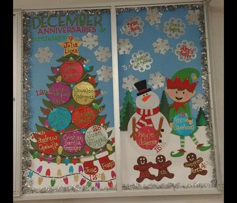 Birthday and Anniversary board.  Christmas.  December Christmas Birthday Board, Preschool Birthday Board, Birthday Board Ideas, Preschool Birthday, Birthday Boards, Booster Club, Christmas December, Christmas Idea, Birthday Board