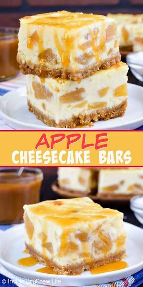 Apple Cheesecake Bars Easy, Pies Chocolate, Cheesecake Bars Easy, Apple Cheesecake Bars, Bars Dessert, Chocolate Tarts, Caramel Recipe, Apple Cheesecake, Cookie Bar