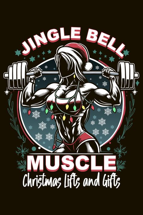 Christmas Workouts, Woman Flexing, Crossfit Christmas, Gym Logos, Fitness Wallpaper Iphone, Christmas Gym, Holiday Fitness, Pull Up Workout, Muscular Woman