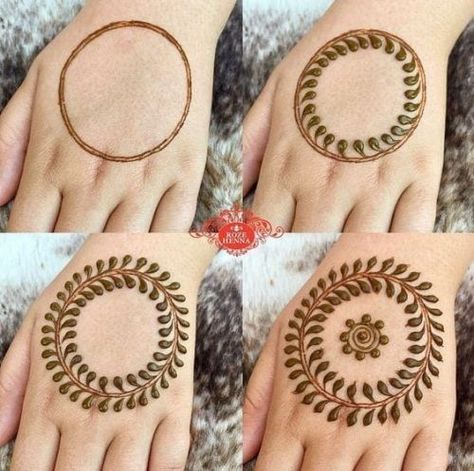 40 Best Round Mehndi Designs With Step by Step Tutorial Henna Designs Step By Step, Hands Rings, Mehndi Designs Finger, Henna Hand Designs, Cool Henna Designs, Round Mehndi Design, Beginner Henna, Henna Tutorial, Heena Design