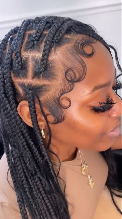 Dramatic Edges Knotless Braids, Knotless Braids With Dramatic Edges, Edges Ideas With Braids, Dramatic Edges With Braids, Fluffy Edges With Braids, Fluffy Edges, Dramatic Edges, Hair Tea, Edges Hair