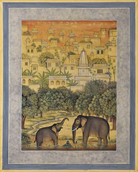 Pichwai Artwork | Buy Original Pichwai Painting | Marble Lotus Nature Inspired Lighting, Pichwai Painting, Ottoman Decor, Pichwai Paintings, Elephant Painting, Indian Folk Art, Indian Paintings, Indian Heritage, Ancient City