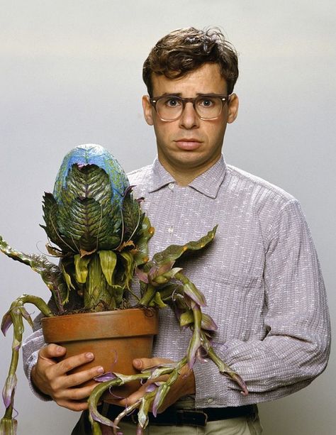 Seymour Krelborn and Audrey II in Little Shop of Horrors (1986). I got a part in the chorus of my school production. Little Shop Of Horrors Costume, Button Inspiration, Suddenly Seymour, Rick Moranis, Audrey Ii, Space Ghost, Horror Costume, The Rocky Horror Picture Show, Little Shop Of Horrors