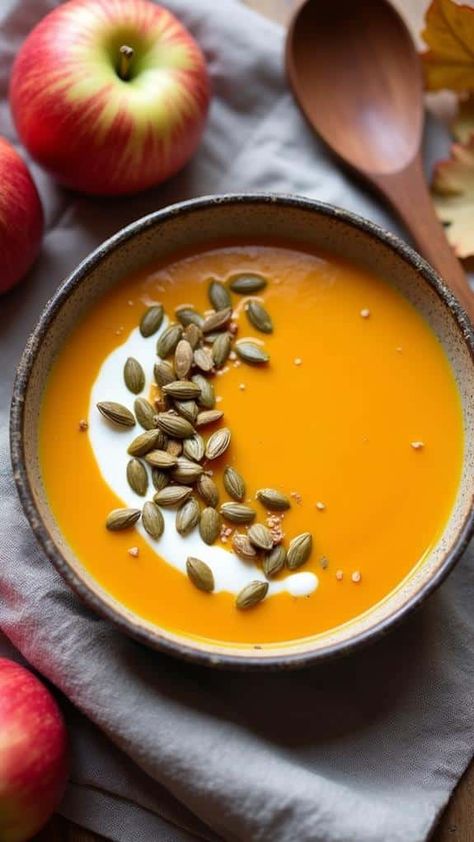 Roasted Butternut Squash and Apple Soup Best Roasted Butternut Squash, Squash And Apple Soup, Butternut Squash Apple, Soups Recipes, Apple Cinnamon Bread, Apple Soup, Leftovers Soup, Squash Soup Recipe, Roasted Butternut Squash Soup