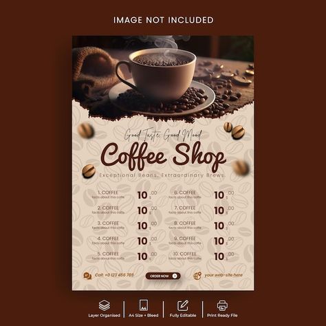 Vector coffee price menu and drink menu ... | Premium Vector #Freepik #vector Coffee Menu Design Ideas, Menu Coffee Design, Menu Design Ideas, Drink Menu Template, Coffee Menu Design, Drink Menu Design, Hut House, Coffee Prices, Portfolio Fashion