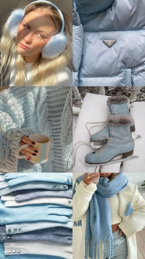 Icy Winter Outfits, Winter Wonderland Clothes, Blue Outfit Aesthetic Winter, Blue Winter Outfits Aesthetic, Light Blue Outfit Winter, Icecore Outfit, Blue And White Winter Aesthetic, Blue Winter Aesthetic Outfit, Baby Blue Winter Aesthetic