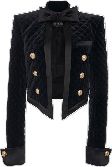 Quilted Velvet Jacket, Balmain Fashion, Balmain Collection, Quilted Velvet, Velvet Jacket, Looks Chic, Kpop Fashion Outfits, Fashion Design Clothes, Satin Bow