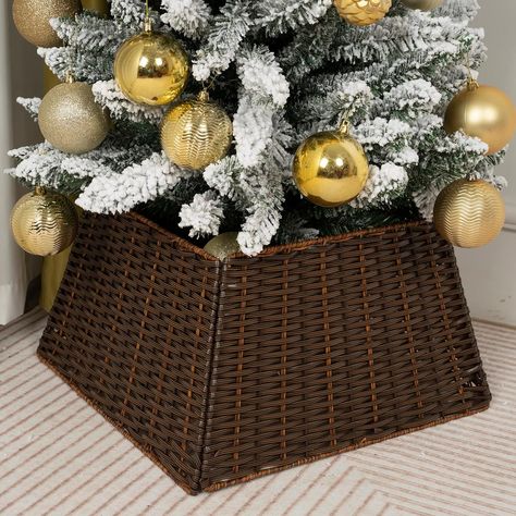 hristmas Tree Collar Skirt Rattan Wicker Ring Collar Stand Basket Handwoven Xmas Decoration Farmhouse for Holiday Home Decoration Wicker Christmas Tree, Christmas Tree Collar, Tree Collar, Christmas Skirt, Cat Bed Furniture, Tree Stand, Xmas Decorations, Christmas Traditions, Tree Skirts