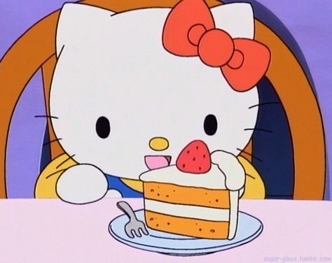 Hello Kitty Eating, Hello Kitty, Kitty, Cake