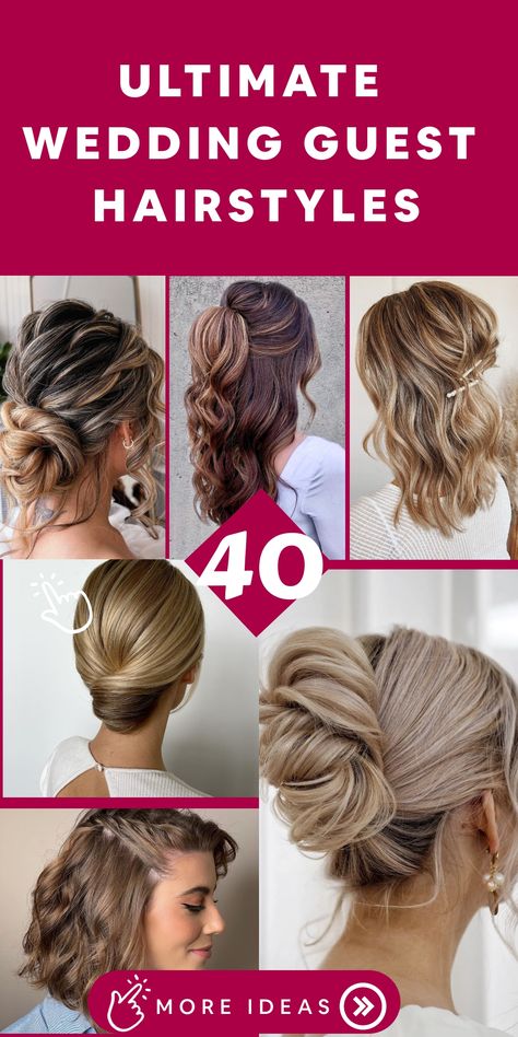 Prepare to make a statement at the next wedding you attend with these stunning Wedding Guest Hairstyles that are sure to catch everyone's attention! Choose from an array of styles, including timeless updos, charming curls, and chic half-up hairdos, each designed to add a touch of sophistication and allure to your look. Embrace the elegance of these hairstyles and get set to dazzle as the ultimate wedding guest with a gorgeous hairstyle that perfectly complements your outfit. Wedding Hair For Guests Simple, Special Occasions Hairstyles, Hair Ideas For A Wedding Guest, Up Do For Wedding Guest, Hair Updos Wedding Guest, Wedding Hair Guest Ideas, Hairstyles For Black Tie Wedding, Up Do Wedding Guest Hair, Wedding Guest Long Hair