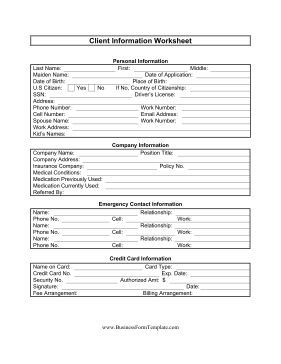 For attorneys and offices that want to keep track of customers, this free, printable client information worksheet is perfect. It has sections for keeping track of personal, company, medical, emergency and credit card information. Free to download and print Client Information Sheet, Making A Business Plan, Free Business Card Design, Profile Template, Medical Emergency, Printable Business, Printable Notes, Business Contact, Free Business Cards