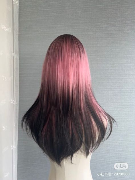 Pink Hair Black Tips, Pink Hair With Black Tips, Fantasy Color Hair, Emo Hair Color, Hair Stages, Pink And Black Hair, Red Hair Inspo, Y2k Hairstyles, Hair Color Streaks