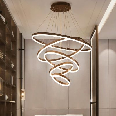 Modern Black Chandeliers, Hoop Chandelier, Led Ceiling Light Fixtures, Modern Lighting Chandeliers, Ring Chandelier, Acrylic Led, Ceiling Lights Living Room, Living Room Ceiling, Warm White Light