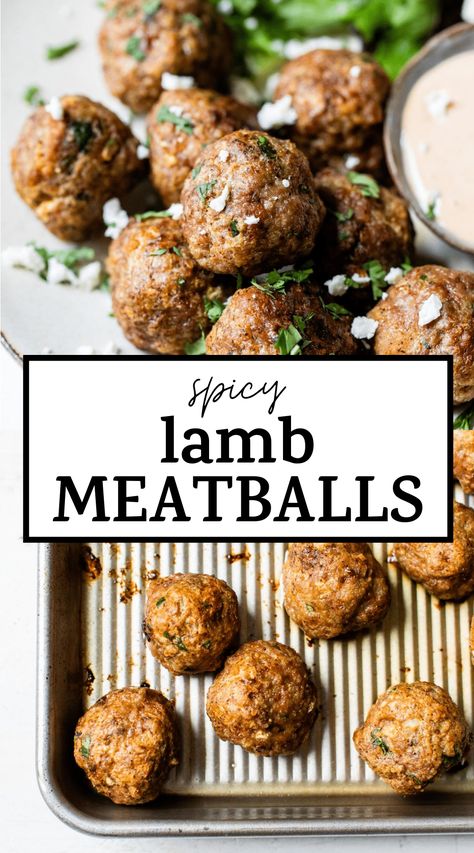 Meatballs Dinner Ideas, Ground Lamb Meatballs, Spicy Lamb Meatballs, Baked Lamb Meatballs, Meatballs Dinner, Ground Lamb Recipes, Teriyaki Pork, Meatball Dinner, Flavorful Dinner