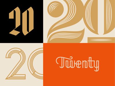 Twenty / 20 Jay Fletcher, Anniversary Logos, Digital Media Art, Brand Colour Schemes, Numbers Typography, Art Deco Font, Deco Font, Typographic Art, Typography Love