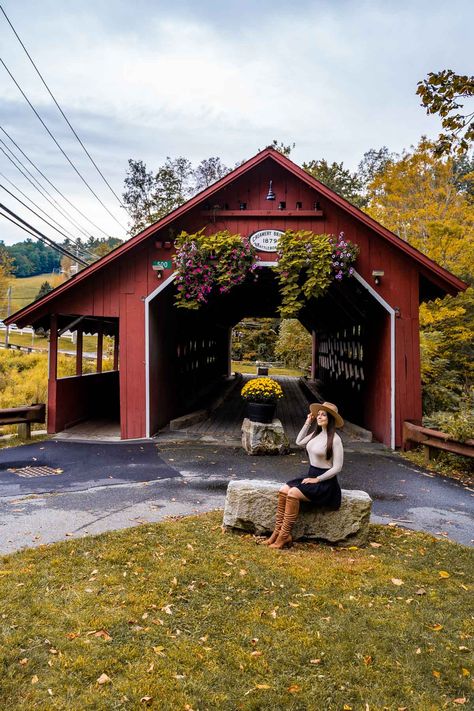 Londonderry Vermont, Vermont Covered Bridges Map, Queeche Vermont, Chester Vermont, Covered Bridges In Vermont, Vermont Aesthetic, Fall Foliage Vermont, Brattleboro Vermont, Woodstock Vt