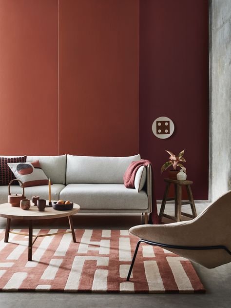 Terracotta Living room, Cream sofa, Leather Armchair, shot for YOU magazine by Simon Bevan, Styling Jennifer Haslam Living Room Cream Sofa, Terracotta Living Room, Living Room Cream, Monochrome Room, Front Room Decor, Sofa Leather, Cream Sofa, Orange Interior, Small Living Room Decor