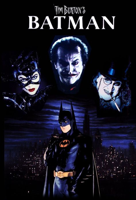 Tim Burton's Batman Movie Poster (4x6 Frame) #timburton #timburtonmovie #movieposter #batman #joker #thepenguin #thejoker #catwoman #michaelkeaton #jacknicholson #dannydevito #AnnetteBening The Batman Movie Poster, Movie Poster Illustration, Directed By Tim Burton, Batman Movie Posters, Tim Burton Batman, Future Batman, The Batman Movie, Dark Poster, Keaton Batman