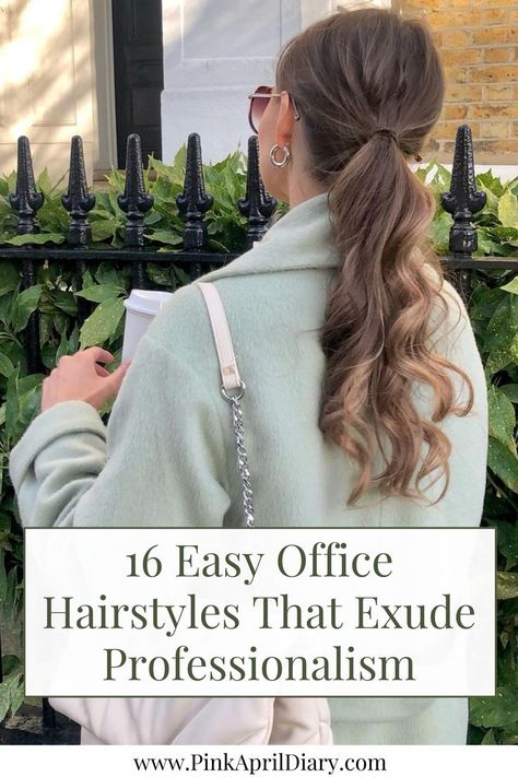 Transform your office looks with my latest chic work fashion blog post featuring 16 easy office hairstyles that exude professionalism and style! Discover simple yet chic hairstyles that are perfect for long hair, offering a blend of elegance and practicality. Whether you're aiming for a sleek ponytail, a polished bun, or sophisticated waves, these hairstyles are designed to keep you looking your best from the morning meeting to evening events. Click the link to read more today! Professional Quick Hairstyles, Business Casual Hair Updo, Long Professional Hair, Business Casual Updos, Women's Professional Hairstyles, Simple Hairstyle For Work, Fast Work Hairstyles, Ponytail Work Hairstyles, Long Work Hairstyles