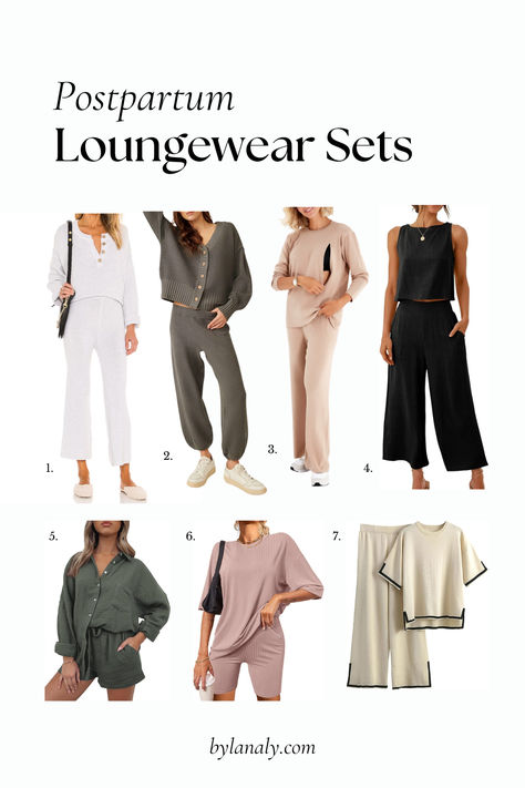 A round-up of some of the best loungewear sets!   Postpartum outfit ideas, loungewear, summer loungewear, nursing friendly outfits Postpartum Coming Home Outfit, Postpartum Going Home Outfit For Mom, Postpartum Lounge Set, Winter Going Home Outfit Mom, Best Postpartum Outfits, Postpartum Going Home Outfit, Summer Postpartum Outfits, Postpartum Outfits Fall, Postpartum Outfits Winter