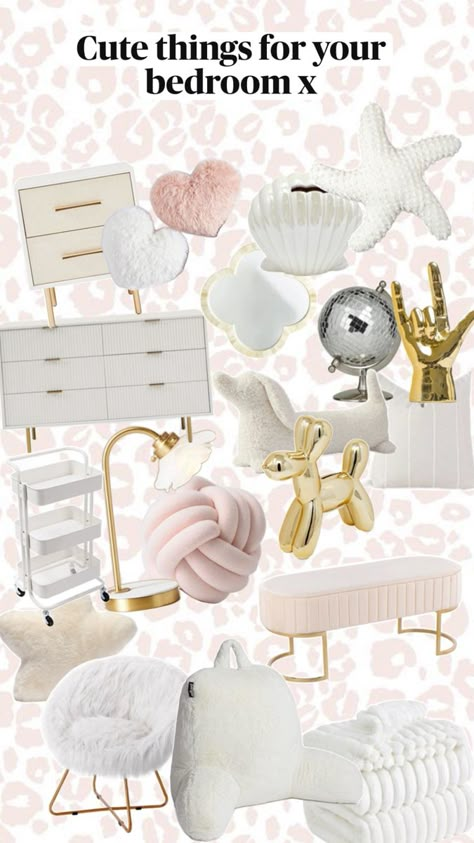 X Pink And Gold And White Bedroom, Light Pink Gold And White Bedroom Ideas, White Gold And Pink Bedroom, Pink White Gold Bedroom, Pink And Gold Room Decor, Gold And Pink Bedroom, Gold Teen Bedroom, Things For Your Bedroom, Gold And White Bedroom