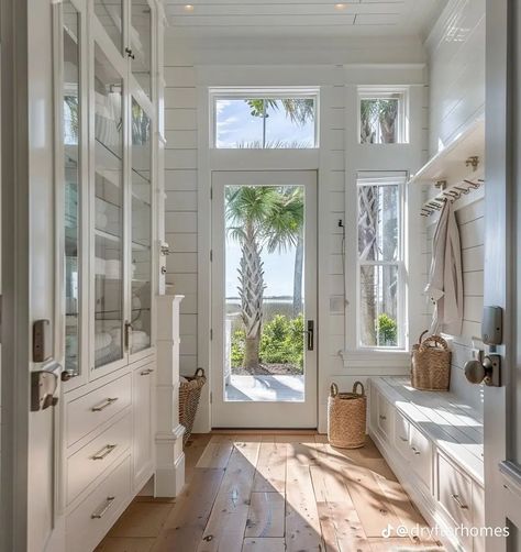 Beach House Entry Way, Lake House Entryway Ideas, Beach House Mudroom, Pantry Door Ideas, Welcoming Entryway, Dream Beach Houses, Dream Life House, Kitchen Transformation, Cape House