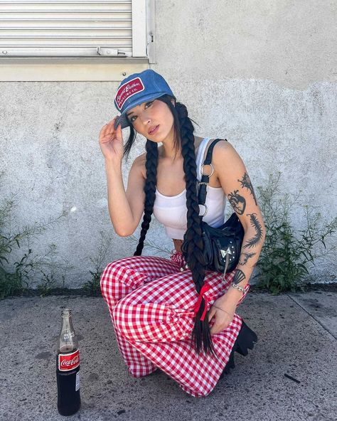 Lara in pigtails is def a power move @miranda.rothchild wearing Lara in shade Black Brown #pigtails #trendinghairstyles #trendinghair #hairstyling #braidedhairstyles Red Checkered Pants, Brown Pigtails, Checkered Pants, Pigtail Hairstyles, Red Checkered, Trending Hairstyles, Long Braids, Iconic Women, Hair Goals