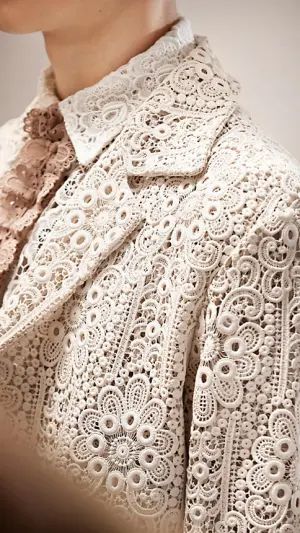 Irish Lace Crochet Pattern, Lace Coat, Irish Lace Crochet, Burberry Prorsum, Embellished Jeans, Irish Lace, Beautiful Clothes, Irish Crochet, Fashion And Style