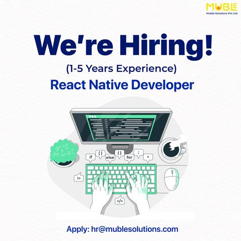 WE ARE HIRING! Let's Join Our Team Now. Drop Your Resume To hr@mublesolutions.com Role: React Native Developer (1-5 Yrs Exp) #jobs #requirment #technopark #technoparkjob #jobsearch #job2021 #jobfinder #jobchangers #jobhelpgroup #newjobs #newjobopportunity #developer #reactnativedeveloper #jobpost Job Help, React Native, We're Hiring, We Are Hiring, Web Developer, Join Our Team, Job Posting, New Job, Job Search