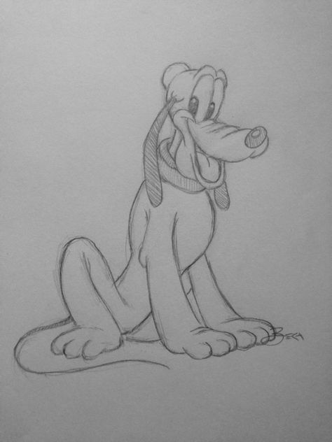 Pluto Sketch Pluto Disney Drawing, Pluto Sketch, Pluto Drawing, Pluto Disney Tattoo, Disney Pencil Drawings, Funny Cartoon Drawings, Disney Drawings Sketches, Spiderman Drawing, Animal Caricature