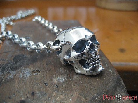 Nex Skull Pendant | deadringerjewelry Guys Jewelry, Gothic Jewelry Diy, Men Jewellery, Skull Wedding Ring, Skull Engagement Ring, Skull Rings, Skull Wedding, Skull Pendant Necklace, Celtic Wedding Rings