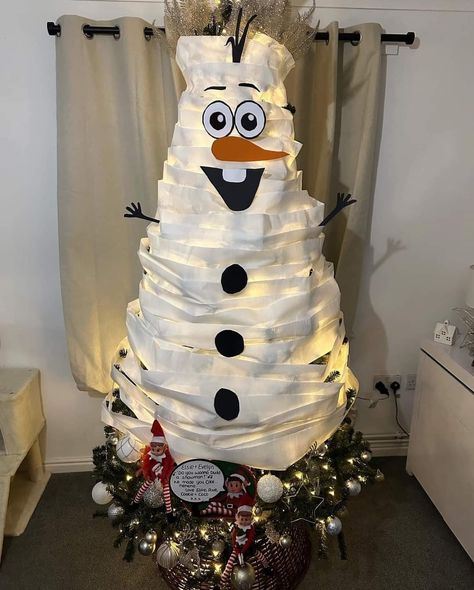 Toilet Paper Snowman, Toilet Paper Trees, Paper Snowman, Elf Tree, Elf Fun, Snowman Tree, Snowman Christmas Tree, Buddy The Elf, The Elf