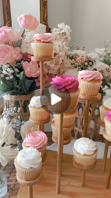 Cupcake Stand Decor Ideas, Cupcake Bar Build Your Own, Cupcake Stand Ideas, Bake Sale Display Table Cupcake Stands, Cupcake Wood Stand, Diy Large Cupcake Stand, Sams Club Cupcakes Wedding, Cupcake Stands, Bar Stand