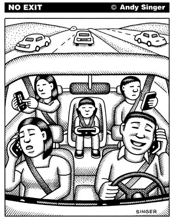 Andy Singer - No Exit Situational Irony, No Exit, Satirical Illustrations, Mobile Offers, Meaningful Pictures, City Cartoon, Social Art, Deep Art, Family Cartoon