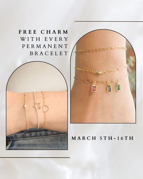 S W I P E 👉 ✨ new chains! ✨ new charms! & F R E E charm with every permanent bracelet 🤩  Spring Break 2024 is the perfect time to get linked with your besties! 💫  #DHWaco #DowntownWaco #SilosDistrict #PermanentJewelry  #PermanentJewelryExperience #LETSGETLINKED #SB2024 #BraceletBesties #Bachelorette Permanent Bracelet, Permanent Jewelry, Spring Bracelet, New Charmed, Spring Break, Charms, Bracelet, Chain