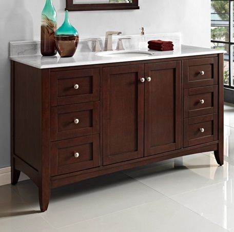 master bathroom vanity? $1116 cabinet, $1050 top (includes cutout and back splash) and $98 for sink = $2264 Bathroom Vanities Single Sink 48 Inches, Natural Wood Bathroom Vanity, Teak Vanity, Mahogany Cabinets, Console Sink, Wood Bathroom Vanity, Acrylic Tub, Porcelain Sink, Single Sink Vanity