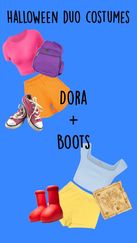 Dora And Boots Costume, Dora Costume, Dora And Boots, Boots Costume, Dora Boots, Halloween Duos, Duo Costumes, Halloween Coustumes, Halloween Costume Outfits