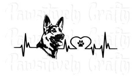 Gsd Tattoo, Sandblasting Ideas, German Shepherd Tattoo, Tatoo Dog, Paw Print Heart, Heart Decals, 1 Tattoo, Bull Terriers, Dog Silhouette