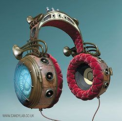 Jules Verne Steampunk Headphones. Fantasy Headphones, Steampunk Headphones, Steampunk Games, Steampunk Gadgets, Mode Steampunk, Cinema 4d Tutorial, Diesel Punk, Style Steampunk, Neo Victorian