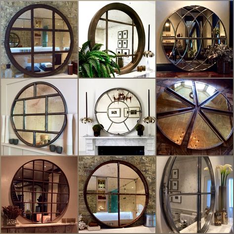 Aldgate Home .. Circular window mirrors collection Window Mirrors, Wooden Window Design, Circular Window, Wall Cutout, Craft Shed, Aluminium Windows And Doors, Round Window, Window Grill Design, Garden Mirrors