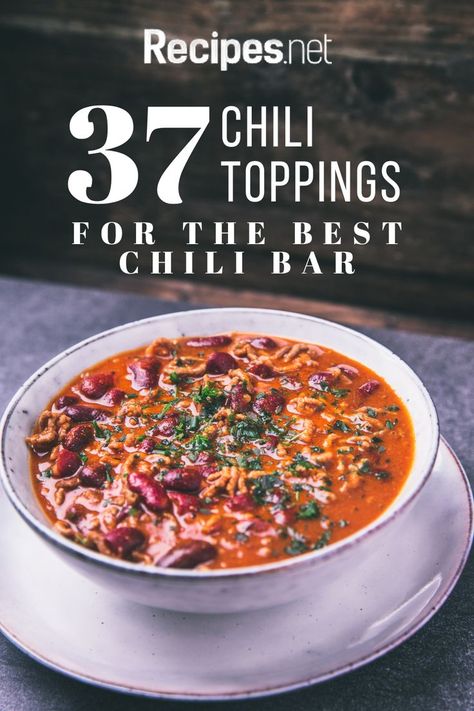 Planning a chili bar party? Go to Recipes.net and check out 37 chili toppings for the best chili bar with our ultimate guide to chili topping ideas! From classic chili bar toppings list options to creative twists, elevate your chili stew recipe with delicious soups stews chilis and more. Whether you prefer chili beef bowl creations or hearty chili beans, explore chili recipe just beans and more. Perfect for chili bar for party, enjoy the comfort of chili bars with comfort food ground beef. Toppings For Chili Bar, Chili Fixings Bar, Toppings For Chili, Chili Bar Toppings, Chili Bar Party Ideas, Chili Toppings Bar Ideas, Chili Party Ideas, Chilli Bar Ideas Parties, Chili Bar Ideas