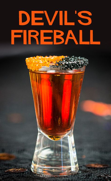 Fireball Halloween Drinks, Alcholic Halloween Drinks, Mixed Drinks Alcoholic Halloween, Halloween Shots Alcohol, Halloween Alcoholic Drinks, Halloween Alcohol, Recipes By Ingredients, Halloween Shots, Halloween Party Drinks