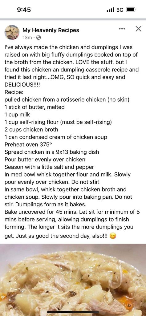 Baked Chicken And Dumplings, Cracker Barrel Chicken And Dumplings Recipe, Chicken And Dumplin Recipe, Dumplin Recipe, Crockpot Snacks, Blackberry Bread, Dumpling Casserole, Easy Chicken And Dumplings, Campbells Soup Recipes