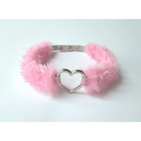 Goth Choker, Heart Choker Necklace, Kawaii Cosplay, Heart Choker, Kawaii Accessories, Pink Faux Fur, Pink Collars, Choker Collar, Pink Love