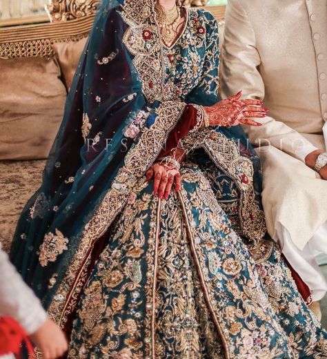 Teal Pakistani Bridal Dress, Dark Blue Pakistani Bridal Dress, Navy Blue Desi Wedding Dress, Dark Blue Desi Wedding Dress, Royal Blue Pakistani Bridal Dress, Baraat Dress Pakistani Bridal Wear, Nikkah Dress Pakistani, Bridal Dresses 2022, Class Wedding