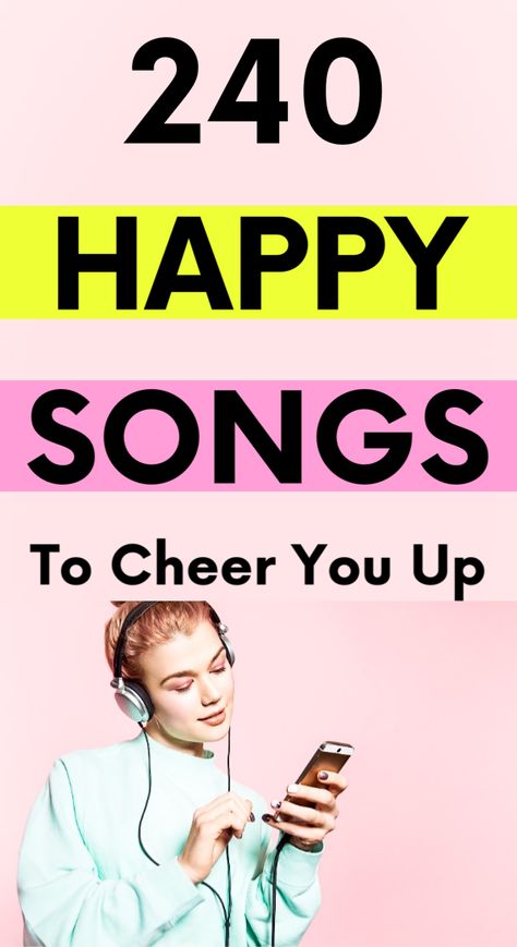 Playlists to listen to when feeling down. Feel good music. Happy songs. How to be happy. Self help. Good playlists to listen to. Happy songs playlist. Songs to listen to. Playlists to listen to. #music #playlist #songs Positive Songs Playlist, Easy Listening Playlist, Songs To Boost Your Mood, Uplifting Songs Playlists, Uplifting Music Playlists, Feel Good Songs Happy, Songs To Make You Happy, Happy Playlist Songs, Songs That Make You Happy