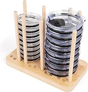 Amazon.com: Adjustable Bamboo Tumbler Lid Organizer - Holds up to 20 Lids - YETI Lid Organizer for Cabinet - YETI Organizer for Kitchen Cabinets - Water Bottle Lid Organizer for Cabinet - Cup Lid Holder - Stacker : Home & Kitchen Small Storage Cabinet, Bamboo Cups, Kitchen Cabinets And Countertops, Klean Kanteen, Big Coffee, Small Kitchen Organization, Small Kitchen Storage, Lid Organizer, Small Kitchens